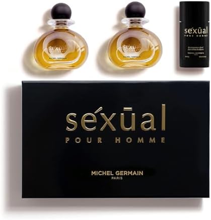 Michel Germain Sexual Pour Homme 3-Piece Cologne Gift Set, Top Notes of Indian Basil, Italian Bergamot, Italian Clementine, French Melon, Seductive Natural Oils