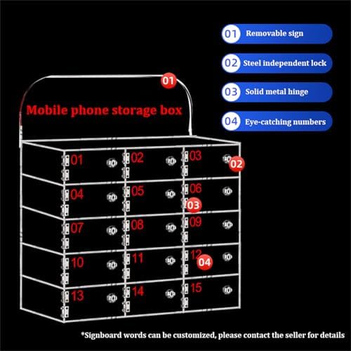 Acrylic Cell Phone Lock Box 100 Slots, Clear Wall-Mounted Storage Locker with Door Locks & Keys, Ideal for Classroom, Office & School Use, Secure Cell Phone Storage Solution