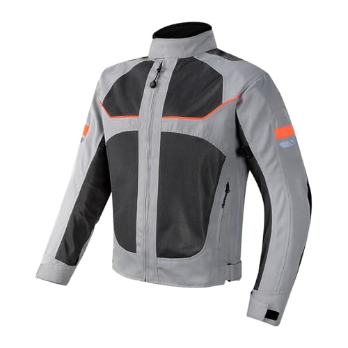 LIXSAZSE Chaqueta de motociclista reflectante multifuncional ajustable con características para ciclismo diario. Tejido cómodo y transpirable para verano, Gris, SG