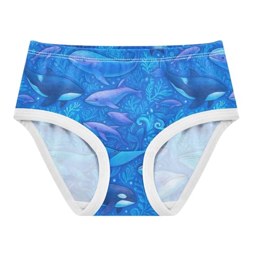 Joisal Personalized Girls Underwear Toddler 2t Cotton Little Girl Panties Marine Whales Sea Creatures Blue Briefs Underpants