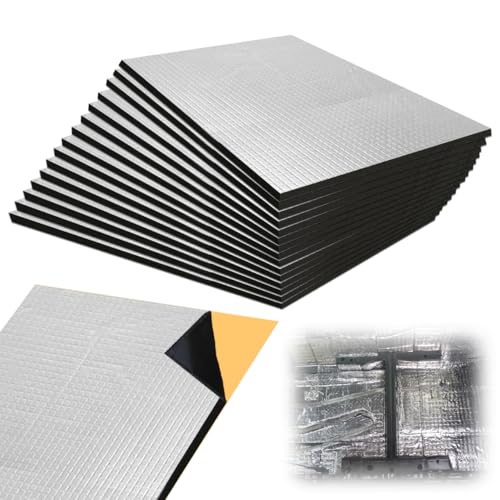 Lot de 15 tapis d'isolation acoustique pour voiture - 400 x 250 x 5 mm - En caoutchouc mousse - Autocollant - Isolation acoustique - Étanche