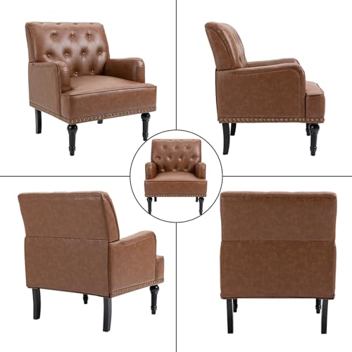 Fauteuil Relax Scandinave PU 150kg Bois Massif SEPNINE