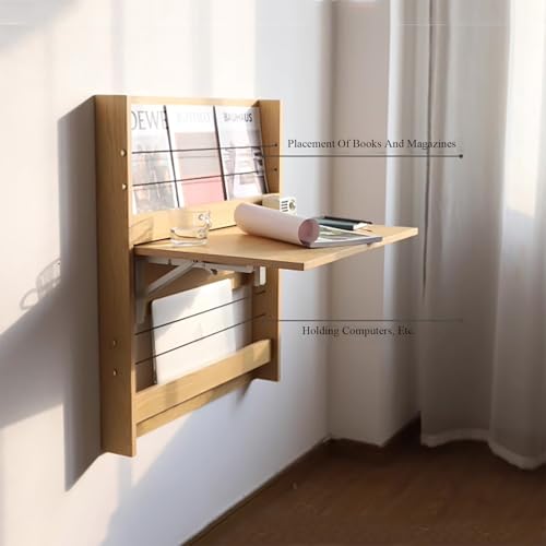 Bureau mural flottant blanc table d'écriture pliante en bois pour ordinateur - 7