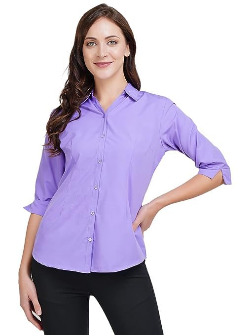 harshiv Enterprise Women's Crepe Casual Shirt | Lightweight Button-Down Top | Comfortable Office, Travel Stylish, Breathable, Easy-Care Fabric | Regular Fit-picture-35