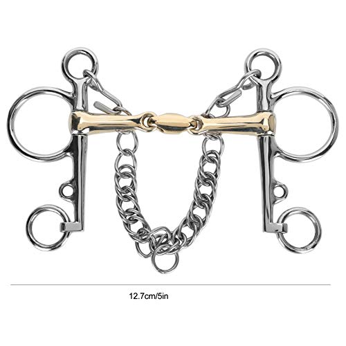 Evtscan Horse Bits Snaffle, Stainless Steel Pelham Horse Bit Accessory, Jointed Silicon Brass Connector Accessory Equestrian Beginner #TOP7