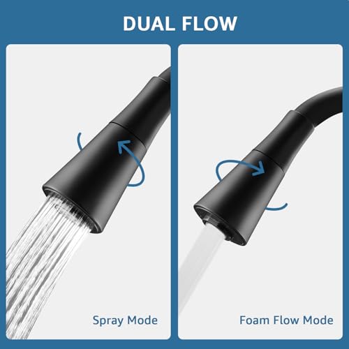 Image of Amazon Basics Kitchen Sink Tap | Wall Mount | Flexible Silicone Spout | 15mm (1 /2 BSP) | Chrome Finish - Black | 54 x 10 x 2.5 cm