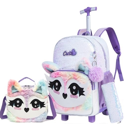 HTgroce Cartable à Roulette pour Fille, Sac à Dos...