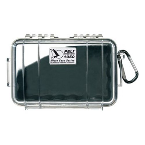 PELI 1050 Micro Case, Small Protective Cases Camera & Photo, IP67 Watertight, 3L Capacity, Made in US, Clear/Black Liner