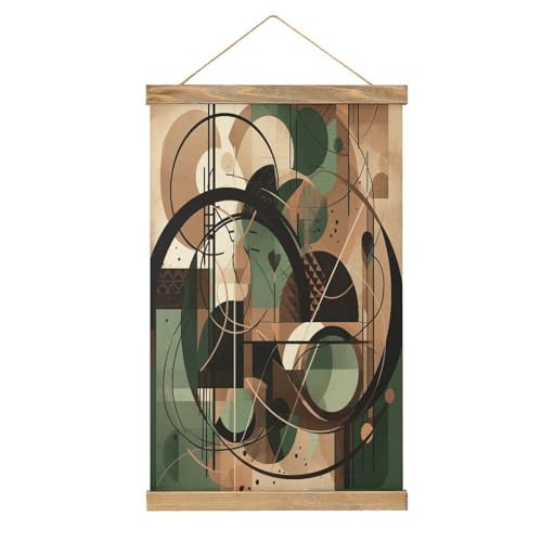 Póster de pergamino con patrón de círculo verde FekiLoot y elegante colgante decorativo