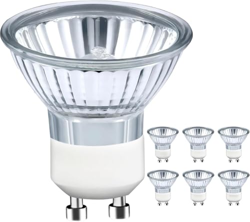 RAGFOZ GU10 Halogen Leuchtmittel 50W 230V, dimmbar, 2800K Warmweiß, Halogen Reflektor, MR16 Lampe für Einbauleuchten, Spotbeleuchtung, Kerzenwärmerlampe, 500Lm, 6er Pack