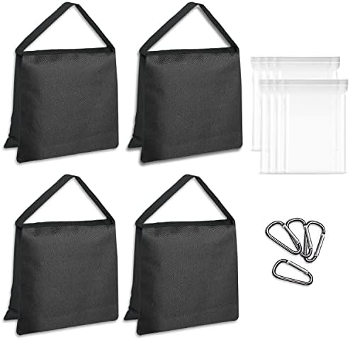 GloShooting Photography Sand Bags, 4 Pack Black Small Studio Saddlebag, Heavy Duty Stage Weight Sandbags for Photoshoot Light Stand, Video Photo Tripod, Boom Arm, Outdoor Patio Furniture