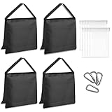 GloShooting Photography Sand Bags, 4 Pack Black Small Studio Saddlebag, Heavy Duty Stage Weight Sand