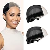 Dansama Wig Grip Cap for Women, 2 Pack Glueless Lace Wig Cap with Adjustable Non-Slip Band, Secure & Breathable for Lace Front Wigs (Black)