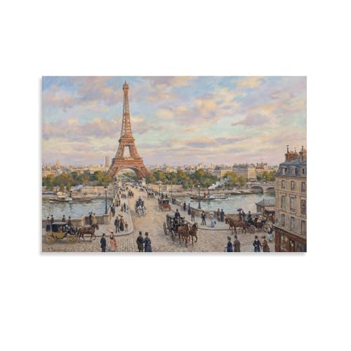 ASDFGHJKLZA Torre Eiffel de París Cuadro En Lienzo Lienzo Decorativo Río Sena Moderno HD Arte De Pared Para Salón, Dormitorio, Pasillo, Casa Decoracion, Regalo 12x18inch(30x45cm)