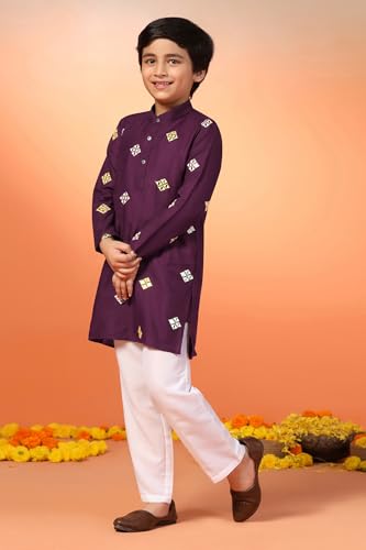 Image of Fashion Dream Boys Cotton Blend Geometric Kurta Payjama Set| Ethnic Set