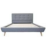 Divano Roma Furniture Mid-Century Platform, Full, Grey