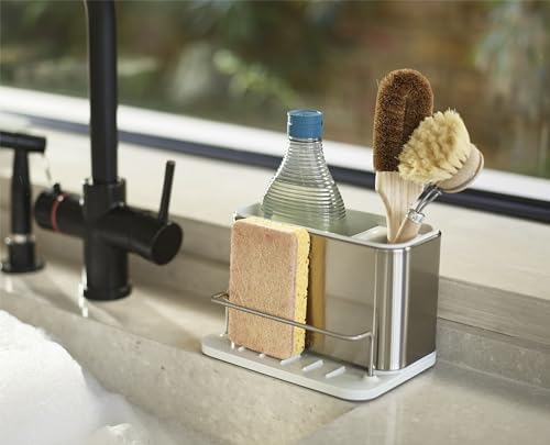 Image of Joseph Joseph Surface Stainless Steel Caddy Sink Area Organizer and Sponge Holder, Stone