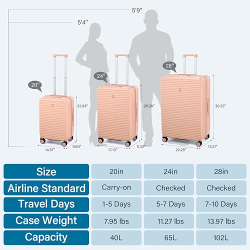 HanTrip 24 Inch Luggage with Cup Holder
