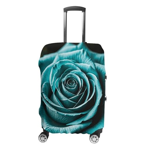 Teal Gray Rose Luggage Cover Elastic Suitcase Protector Case Anti-Scratch Washable Baggage Covers Protector For Traveling, Aircraft Consignment XL