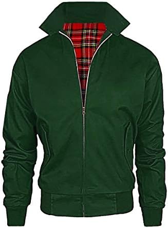 Elum Man Harrington Classic Vintage Retro Bomber Collared Coat Jacket