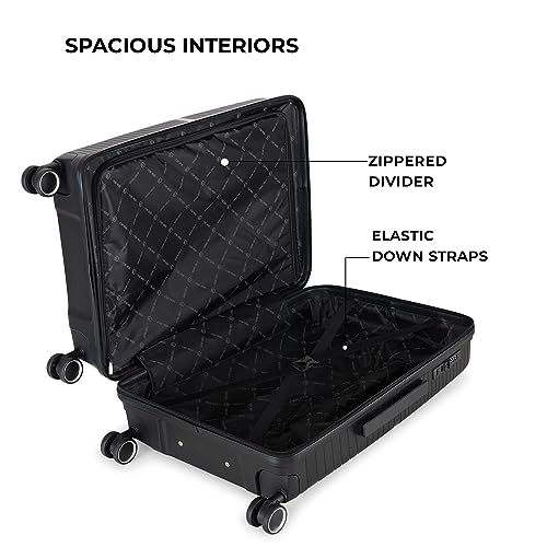 Image of Stony Brook Nasher Miles Axis 65 Cm 24 Inch Polypropylene Hard-Sided 4 Wheels Spinner Check-in Luggage Trolley Bag (Black)