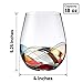 Bezrat Stemless Wine Glasses Set of Two | Hand Painted Large Premium Red and White Wine glasses | Lead-Free Crystal | Essential Wine Gift | 18 Ounces (Red)