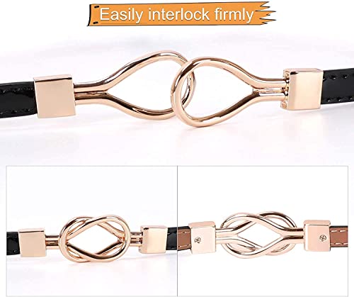 Image of JASGOOD Leather Skinny Belts for Women Plus Size Ladies Thin Waist Belts Adjustable for Jeans Pants Dresses with Gold Buckle