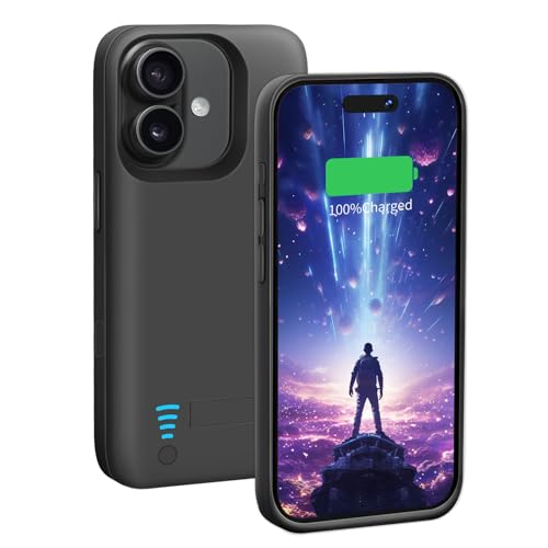 Loytal Battery Case for iPhone 16, 5000mAh Rechargeable Extended Battery Charging/Charger Case, Add 100% Extra Juice (6.1 Inches) Black