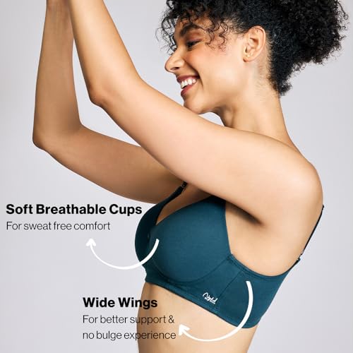 Image of NYKD NYB198 Cotton Lightly Padded Non Wired 3 /4th Coverage T-Shirt Bra Multiway Detachable Straps Invisible Under Clothes
