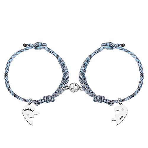 SEIRAA Mother and Son Matching Bracelets Mother Son Jewelry for Birthday Christmas Magnetic Charm Bracelet Gift for Him Her (mother son bracelet)