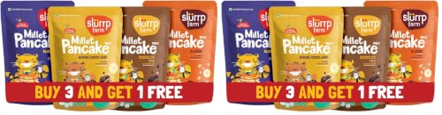 Image of Slurrp Farm Healthy Pancake Lovers Combo | Blueberry, Classic, Chocolate & Banana | No Maida, Wheat & Preservative | Made With Millets | 100% Vegetarian Healthy Breakfast for Kids & Adults,150G*4