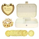 TINGKU Conjunto de monedas de boda española Arras para Boda Católica, monedas de boda cristianas, 13 bendiciones únicas, recuerdos de matrimonio significativos caja de cuero-monedas de oro PL