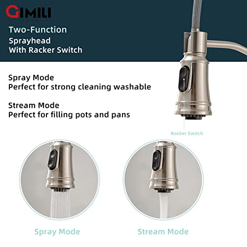 Image of GIMILI Smart Touchless Kitchen Sink Faucet with Pull Down Sprayer, Motion Sensor Activated Hands-Free Single Handle Kitchen Faucet Brushed Nickel