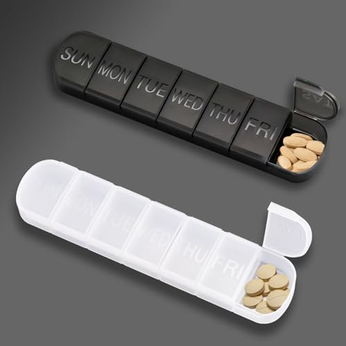 2PCS Weekly Travel Pill Box Organiser, Pill Boxes 7 Day 2 Times a Day,Portable Travel Pill Box,7 Day Pill Box Organiser to Hold Medication, Vitamins, Cod Liver Oil, Supplements and Medication