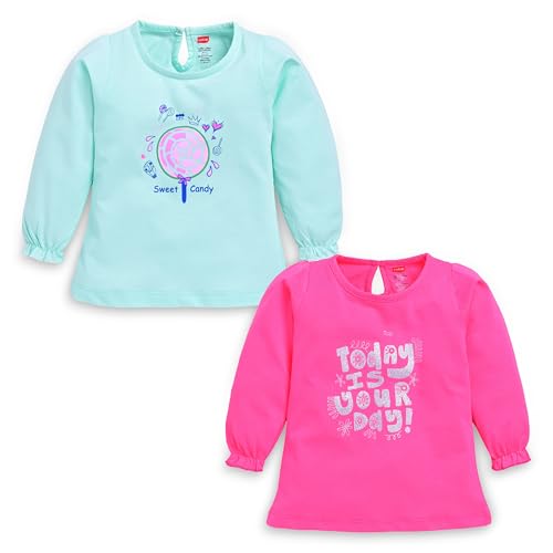 Image of LuvLap Baby Girls 100% Cotton Full Sleeve Girls Top, Pack of 02