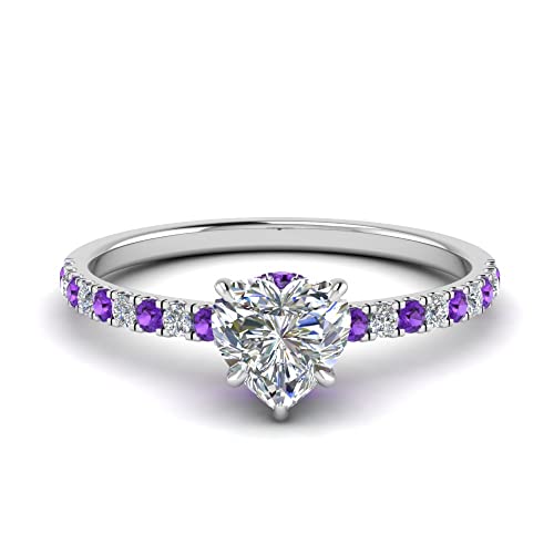 Image of Choose Your Gemstone Hidden Halo Petite Diamond CZ Ring Sterling Silver Heart Shape Halo Engagement Rings Everyday Jewelry Wedding Jewelry Handmade Gifts for Wife US Size 4 to 12