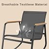 Ahomly 3 Pieces Patio Furniture Set Textilene Fabric Outdoor Patio Rocking Bistro Set with Wooden Armrests and Coffee Table for Lawn, Porch, Balcony, Poolside, Black #2
