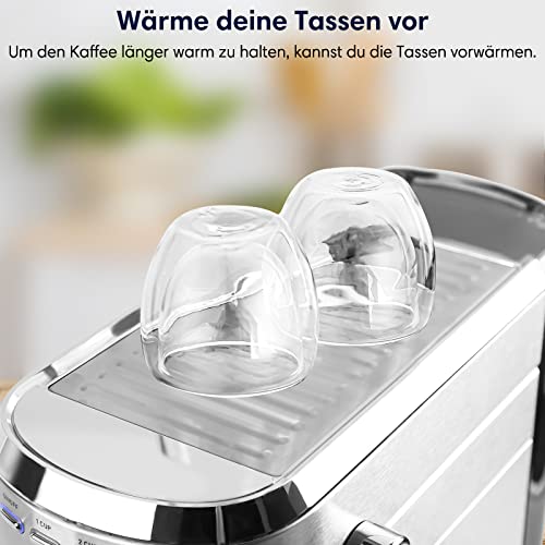 Espressomaschine 20 Bar, Siebträgermaschine mit 1 Liter Wassertank, Edelstahl siebträger kaffeemaschine mit… – Bild 5