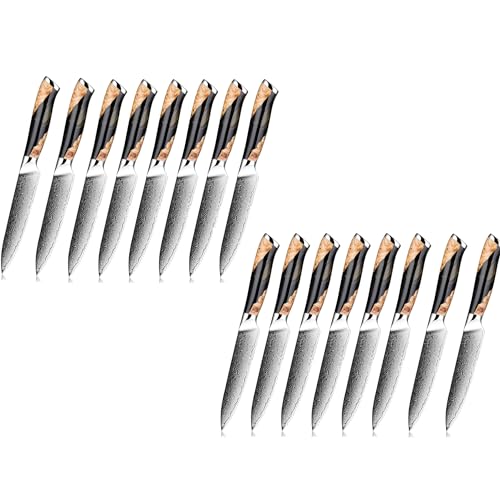 Steak Knives Set Of 16,5.5 Inch Serrated Steak Knife Set,Stainless Steel Black Resin Handle Straight Edge Dinner Knives
