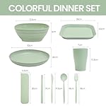 36 Pcs Unbreakable Campingpicnic Dinner Sets Dinnerware Set For 4 Melamine Dinnerware Sets Plates Bowls Cups Cutlery Sets Lightweight Colorful Dinnerware