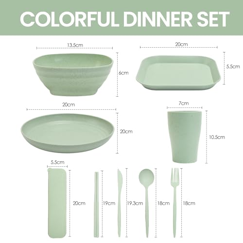 36 Pcs Unbreakable Campingpicnic Dinner Sets Dinnerware Set For 4 Melamine Dinnerware Sets Plates Bowls Cups Cutlery Sets Lightweight Colorful Dinnerware