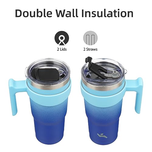 Image of Konokyo 20 oz Tumbler with Handle and Straw, Insulated Travel Mug