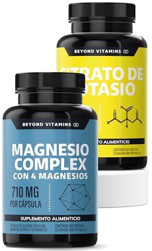 Kit Citrato de Potasio 1000mg 180 caps + Magnesio Complex 180 caps | Potassium Citrate + 4 Magnesios (Citrato, Glicinato, Gluconato y Óxido de...