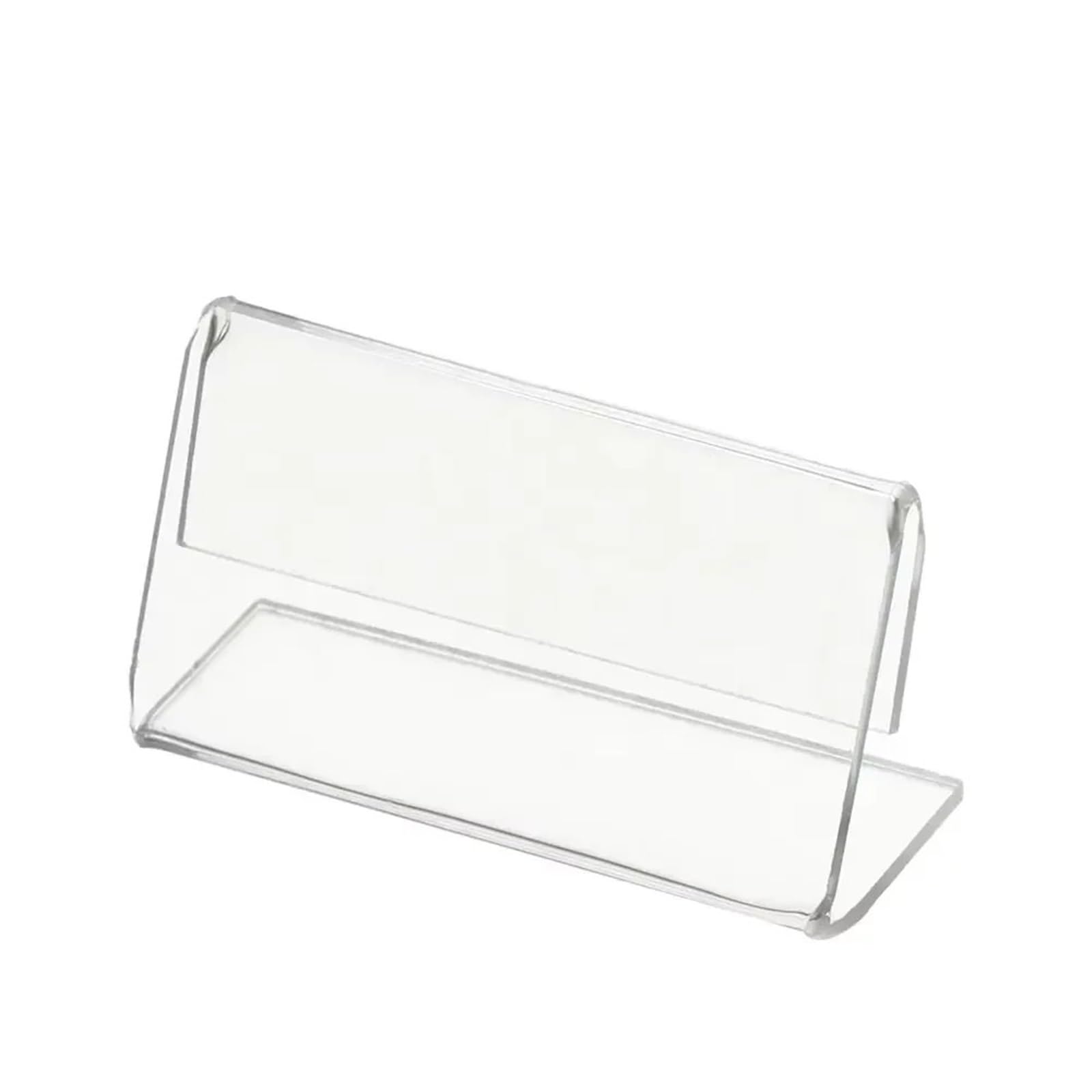 Hzomif 50Pcs Small Name Card Price Tag Label Holder, L-Shape Plastic Clear Card Display Stand