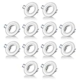 ► SWEET-LED EINBAUSTRAHLER SET GU10 12er PACK | 12 x Rahmen – 12 x GU10 Fassung aus Keramik | hochwertige Verarbeitung – langlebig und eine stilvolle Optik | Einbaustrahler in rund – Alu Silber