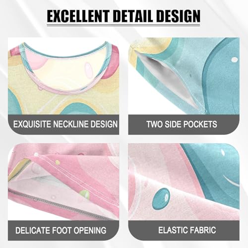 ALAZA Cute Ice Cream Pajamas Set Short Sleeve Cotton Sleepwear Summer Pjs 2 Piece 5-14Y4