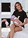 Ecavus Women's Zip Nursing Tops Short Sleeve Breastfeeding Shirts Comfortable Loose-Fit Mama Clothes Black