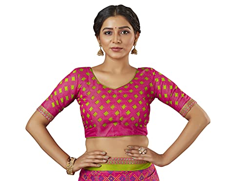 Image of Glory Sarees Women's Brasso Saree with Blouse Piece (Brasso Bandhani101Parent)