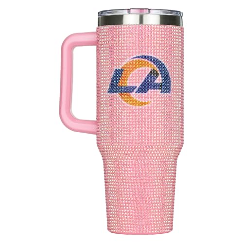 Image of The Memory Company Officially Licensed 40oz Pink Bling Game Day Tumbler, Los Angeles Rams