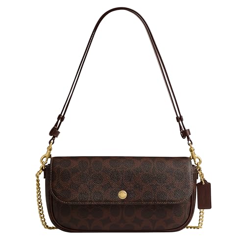 Coach Brook Flap Bag with Chain in Signature Canvas, B4/Maple